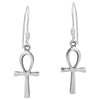 Petite Ankh Egyptian Cross .925 Sterling Silver Earrings