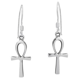 Petite Ankh Egyptian Cross .925 Sterling Silver Earrings