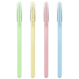 Pentel Hybrid - Milky Gel Rollerball Pen - K108 - Set of 4 Pastel Pens - Green, Yellow, Pink and Blue