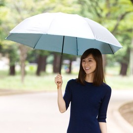 LIEBEN-0585 Men's and Women's UV Protection, Sun or Rain, Large 3 Folding Umbrella, Folding, 23.6 inches (60 cm) x 8 Ribs, Silver/Blue