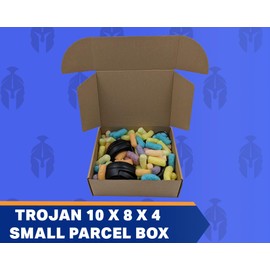 Trojan Packaging 250×200×100mm (10"x8"x4") Small Parcel Postal Boxes, Corrugated Cardboard Boxes for E commerce, Posting, Brown Mailing Postage Shipping Box for Small Business or Gift (50 pack)