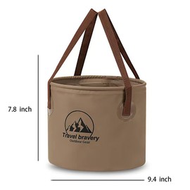 Outdoor Portable Folding Bucket, Picnic, Fishing Bucket, Water Bucket, Large Capacity Handheld Bucket, Suitable for Camping, Hiking, Water Filling, Vegetables and Fruits (Coffeecolour, 10L)