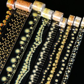 BROVITI 10 Roll Lamps Theme PET Masking Tape Stars Moon Lanterns Butterflies Aesthetic Waterproof Landscaping Tape Stickers for DIY Diary Bullet Junk Journal Planners Scrapbooking Art Craft Supplies