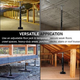 House Jacks for Leveling, Adjustable Jack Post 19" -38" Basement Floor Jack, Screw Floor Jack Post Supports Stabilizer Jacks for House Foundation, Stairs, Porches, Roof Beams