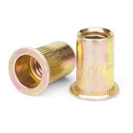 Vmuter Rivet Nuts, 100Pcs M5 Rivet Nuts,Zinc Plated Finish Carbon Steel Flat Head Rivnut Threaded Insert