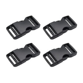 Buckles Wide Webbing Straps in Black Hard Plastic Buckle Click Fastener Replacement Buckle Repair Backpack Strap Buckle Strap, 25 mm - pack of 4