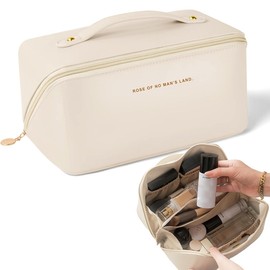 NJCXOLA Kosmetiktasche für Damen, tragbare Reisekosmetiktasche für Damen mit großer Kapazität, wasserdichte, leichte Kulturtasche mit Trennwänden und glattem Reißverschluss