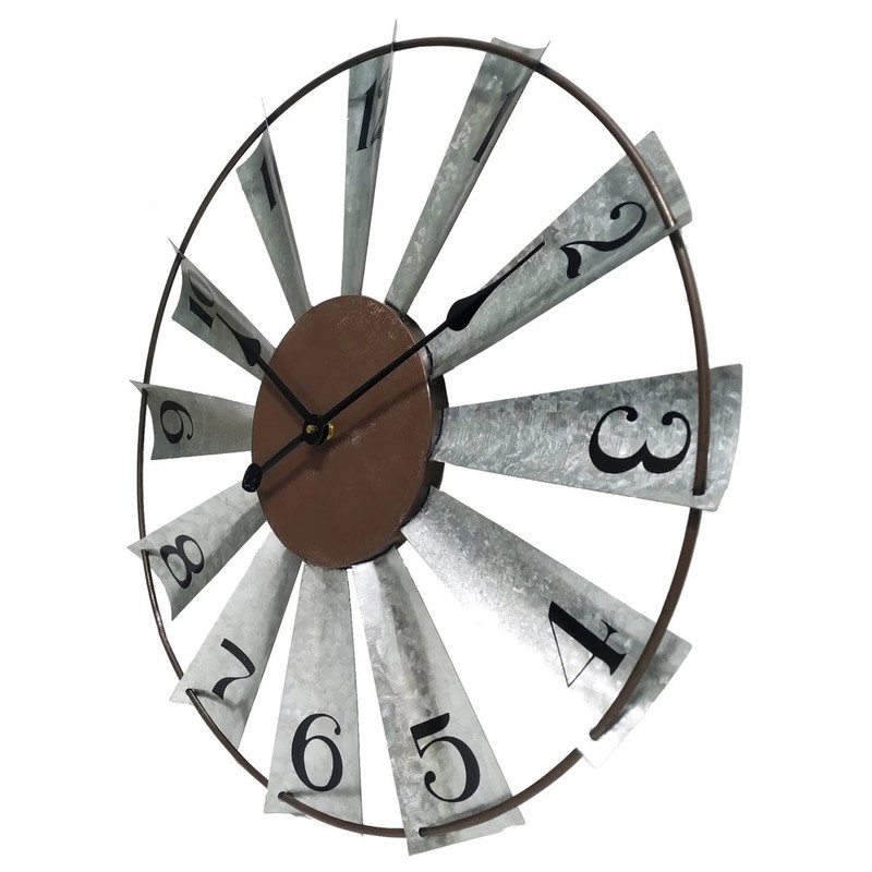 Evursua 24 Inch Modern Farmhouse Clock Large Metal Windmill Clock