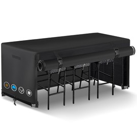 7 Piece Outdoor Bar Height Dining Set Cover with Split Zipper, Heavy Duty 600D Oxford Fabric Outdoor Bar Cover for 6 Person 76'' Long Outdoor Wicker Bar Height Dining Set, 76"L x 34"W x 42"H