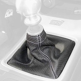 RedlineGoods STI (6Gaenge) Gear Stick Gaiter Cuff Compatible with Subaru Impreza 2012-16 Alcantara Black Stitch Blue
