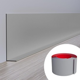 Duzzy Flexible Baseboard Molding Trim, 5 Inch(W) x 40 Feet(L) Peel and Stick Rubber Wall Trim Molding, Self-Adhesive Vinyl Wall Base Cove Base (Grey)