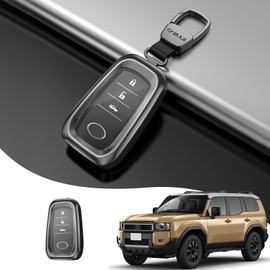Auto Key Shell Decoration Suitable for 2024 2025 Toyota Land Cruiser Prado 250 1958 Lc250 J250 Smart Key Protective Cover Exterior Decoration Accessories ((Gray A Style))
