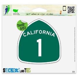 California Route Highway 1 Vinyl Car Bumper Window Sticker 2" x 2"