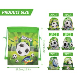 Wisebom Pack of 12 Football Party Bags 34 x 27 cm Football Party Drawstring Bag Children's Birthday Party Giveaways Drawstring Bag Can Be Used for Candy Toys (6 Styles)