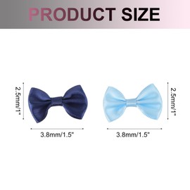 sourcing map 50pcs Blue & Dark Blue Bow Ties 1.5" x 1" Mini Bowknot for Crafting Little Satin Bow Bulk for DIY Sewing Scrapbooking Wedding Gift Present Home Decoration