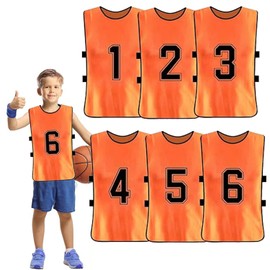 Soccer Scrimmage Practice Vests,6 Pack SprotsTrainingVests,ReversibleNumberedSoccerTeamPennies with Belt,Soccer Pinnies Quick Drying Football Team Jerseys for AdultYouthKids (Fluorescent green, L)
