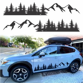 Mountain & Forest Vinyl Decal Set | Vehicle Graphics for Car Doors, Trucks, Camper, RV | Custom Pine Tree Nature Scene | Original High Detail Design