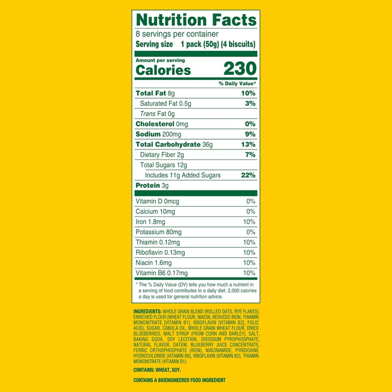 belVita Breakfast Bars Biscuits, Blueberry, 8 Packs (4 Biscuits Per