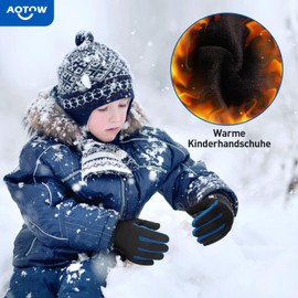 AOTOW Children's Winter Thermal Running Gloves - Touchscreen Cycling Gloves Warm Children's Gloves Windproof Warm Bicycle Glove Softshell Riding Gloves for 4-12 Years Child Young