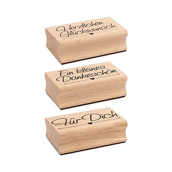Ideen mit Herz Stamp Set | 3 Wooden Stamps with