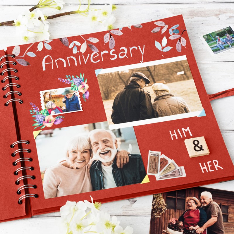 Bstorify 25.4 x 25.4 Cm Scrapbook Album 70 Pages Red