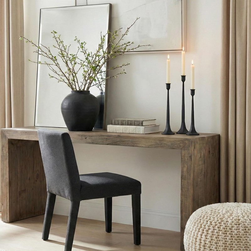 Denique Iron Taper Candle Holder Set of 3, Black Candlestick