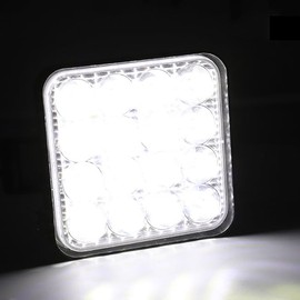 RUNEWAX LED Pod Work Light Bar Flood 16 LED 6000K White 12V for Tractor Truck Pickup Golf Cart Lawn Mower Boat Marine Waterproof IP68, Pack of 2