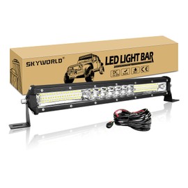 SKYWORLD 15 inch 144W Led Light Bar Dual Row 7D Spot Flood Combo Beam Work Lights Bar LED Fog Lights with Wiring Harness 6000K Offroad Driving Lamp for Trucks Car ATV SUV 4X4 4WD