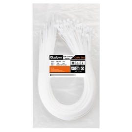 Oksdown 100 Pack White Plastic Cable Ties 500mm×4.8mm Strong Nylon Heavy Duty Self Locking 20 inch/50 cm Long Zip Tie Wraps
