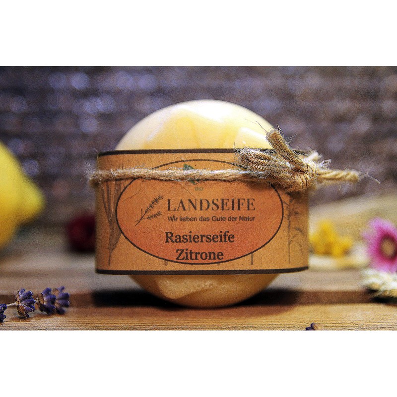 Landseife Organic Shaving Soap Lemon - Handmade Organic Natural Soap