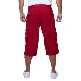 X RAY Men's Belted Long Cargo Shorts for Men, Below Knee Length Mens Cargo Shorts, 3/4 Pants (Big and Tall Shorts for Men), Jester Red, 50