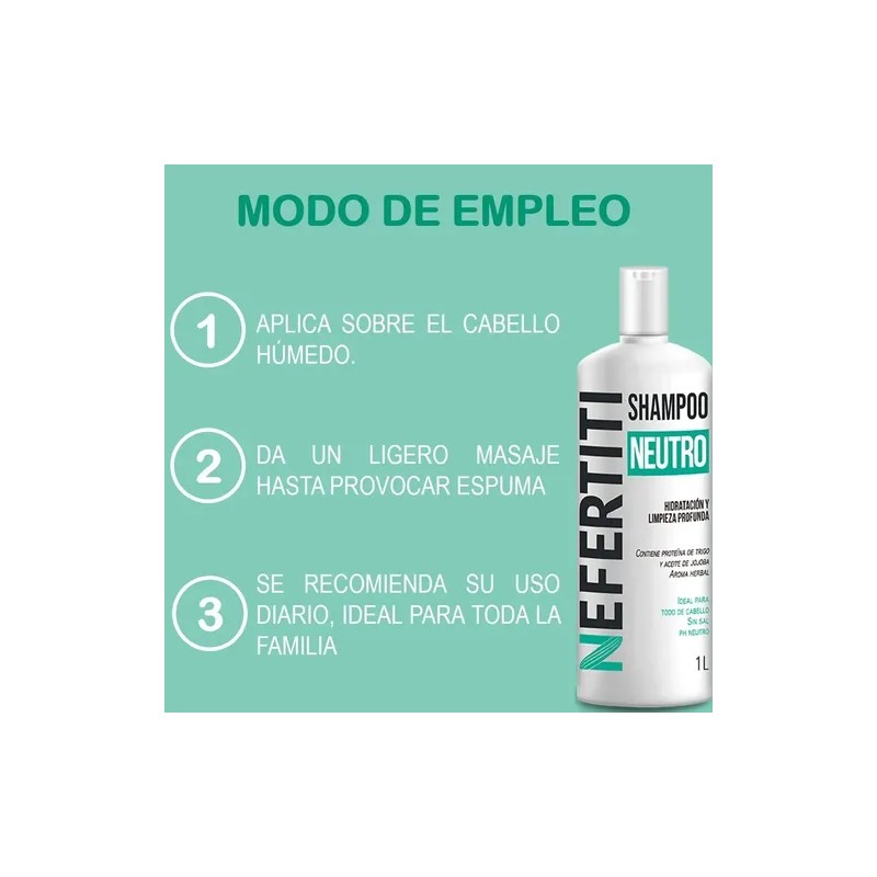 Shampoo Neutro Nefertiti Sin Sal Limpieza Profunda 1 L