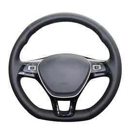 MEWANT Hand Sewing Black Faux Leather Car Steering Wheel Cover for Golf 7 MK7 Polo B8 Tiguan for Leather Steering Wheel