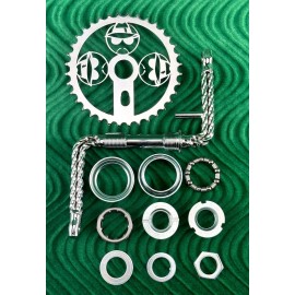 Lowrider 4 1/2" QUADRUPLE 1 PIECE CHROME BICYCLE CRANK W/ TRIPLE LOWRIDER SPROCKET & B.B
