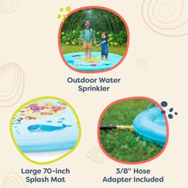 B. toys – Summer Splash Pad – Outdoor Water Sprinkler for Kids – Large 70-Inch Diameter – 3/8-Inch Hose Adapter Included – 1 Year + – Splish 'n' Splash Mat