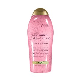 OGX OGX Sensitive + Pink Sea Salt & Rosewater Sulfate-Free Soothing Body Scrub with Healing Rose Quartz, Gentle Exfoliating Daily Body Wash to Soften & Smooth Skin, 19.5 Fl Oz