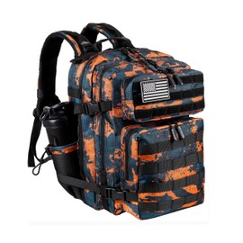 LHI Tactical Military Backpack for Men and Women 35L Army Assault Pack Bag Large Rucksack with Molle System - Black orange