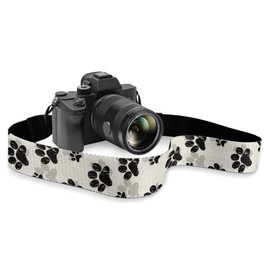 GLENLCWE Black Dog Paw Print Camera Strap,Adjustable Camera Strap for Photographers Soft Shoulder Neck Strap Replacement Fit Most Cameras