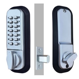 Jounjip Deadbolt Keyless Entry Door Lock [Flat Spindle] - 100% Mechanical Deadbolt Lock with Thumb Turn Door Knob - Single Sided Keypad Deadbolt Lock - Satin Chrome - 2024
