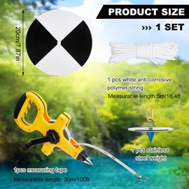 Copkim 7.87 Inch Plastic Secchi Disk Set Secchi Disc with Black and White Quadrants, Steel Cone, Holding Line and 100 ft Tape Measure for Clarity Measurements
