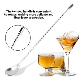 Stainless Steel Mixing Spoon, Spiral Pattern Cocktail Wine Shaker Bar Spoon with Long Handle