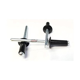 Black 3/16" Blind Pop Rivets Aluminum Large Head with Steel Mandrel Fasteners .250 - .375 Grip Range