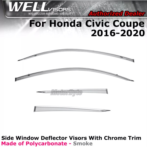 WELLvisors for Honda Civic Coupe 16-20 Window Visors Rain Sun