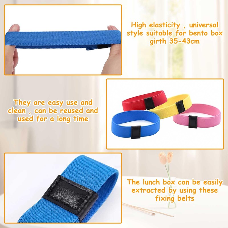 Yallmie 5Pcs Lunch Box Bands Elastic, Lunch Box Elastic Strap