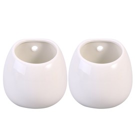 WINOMO 2 pieces ceramic wall flower pots, hanging planter, flower vase, succulents, pots without hole (white)