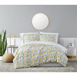 Brooklyn Loom Verbena Multi Cotton 3-Piece King Duvet Set, Lemon Themed, for Men and Women, Oeko-TEX Certified Confidence