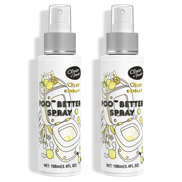 Clean-n-Fresh Toilet Spray, 6.8 Fl.oz Poo Spray | Up to 400+ Uses, 100% Natural Plant Essential Oil Citrus Scent, Bathroom Deodorizer