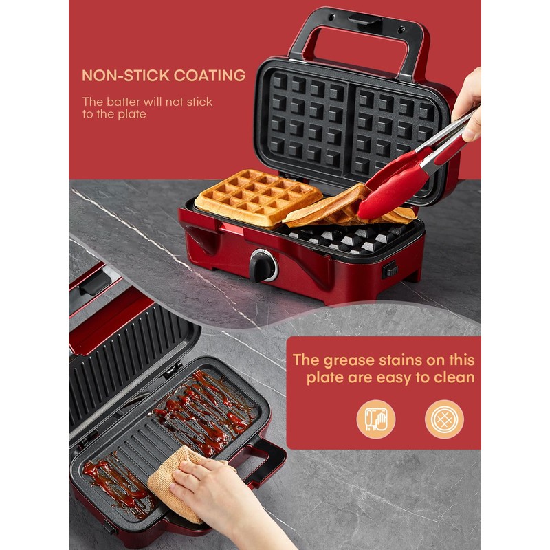 FOHERE Waffle Maker 3 in 1 Sandwich Maker 1200W Panini