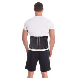 Back Support Belt Back Strap with Stabilising Rods for Pain Reduction and Posture Correction Adjustable Back Support for Men and Women with 4 Rib Stiffeners Height 24 cm X-Large Black