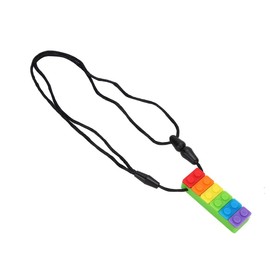 Collar Mordedor de Silicona, Collar Mordedor de Alta Resistencia a la Tracción Resistente a Altas Temperaturas, de Moda para Autismo (Mordedor de bloques de construcción arcoíris